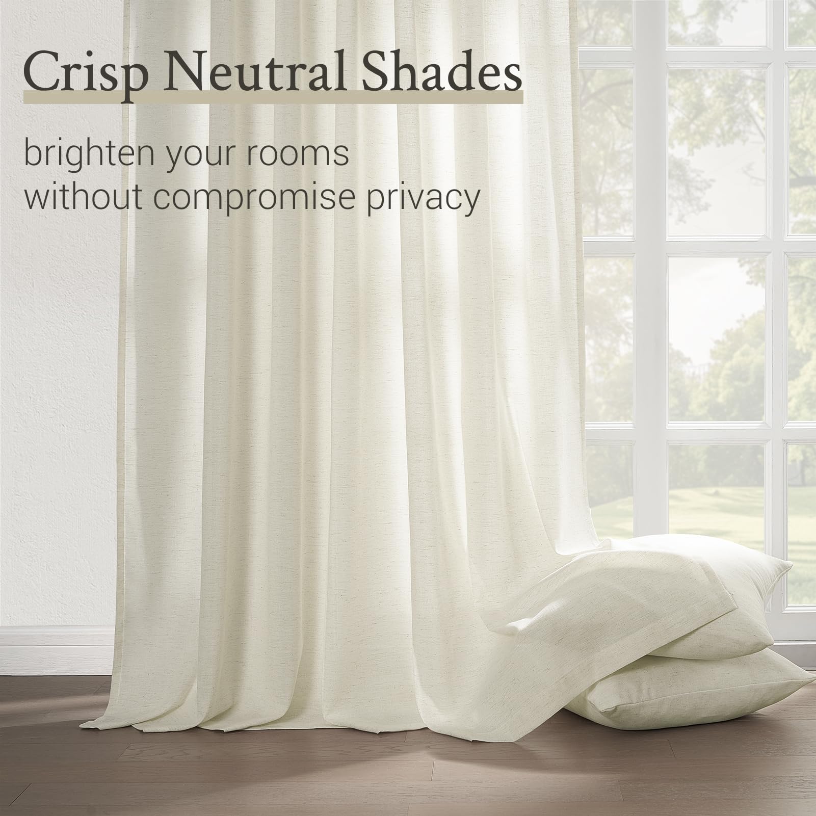 Topfinel semi-sheer curtain filters sunlight while preserving view.