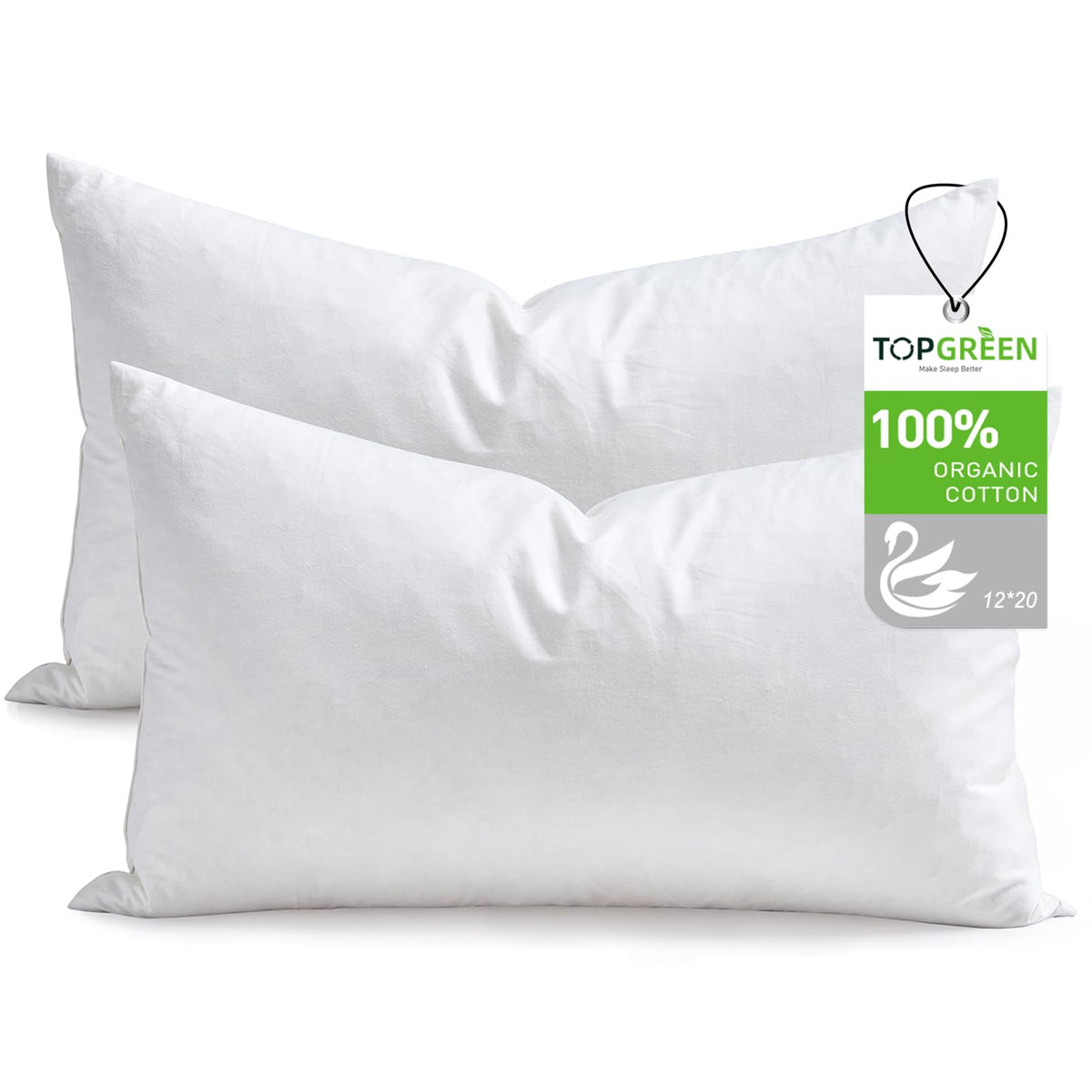 Topgreen feathers-down throw pillow inserts 12x20 pack add plush loft to sofas