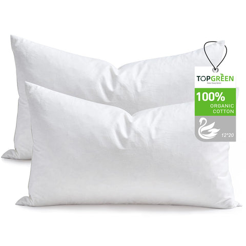Topgreen feathers-down throw pillow inserts 12x20 pack add plush loft to sofas