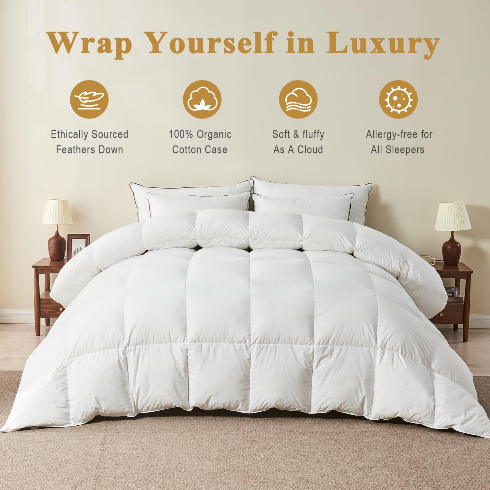 TopGREEN queen size duvet insert loft demonstrates even warmth for a cozy night.
