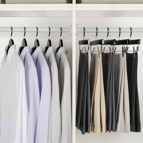 TOPIA HANGER 360-degree rotating flat hook enables easy closet access from any angle.