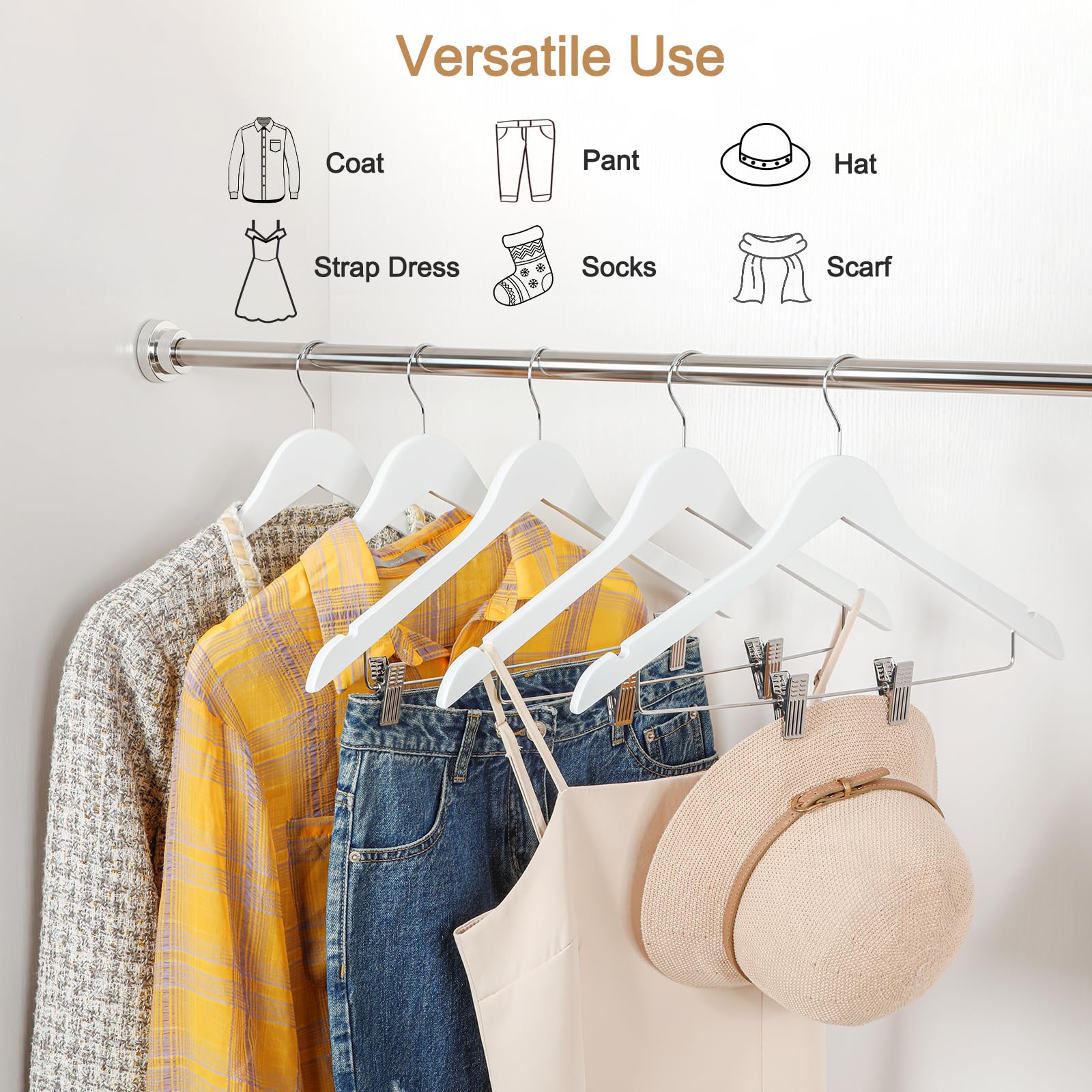 TOPIA HANGER 360-degree swivel hook for easy, flexible garment access.