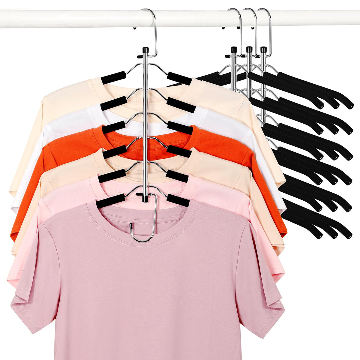 Topia Hanger 6-layer space-saving design for compact closets.