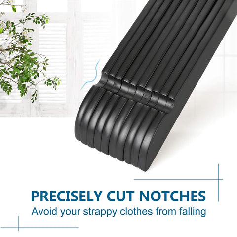 Topia Hanger ergonomic flat-head design preserves garment shape.