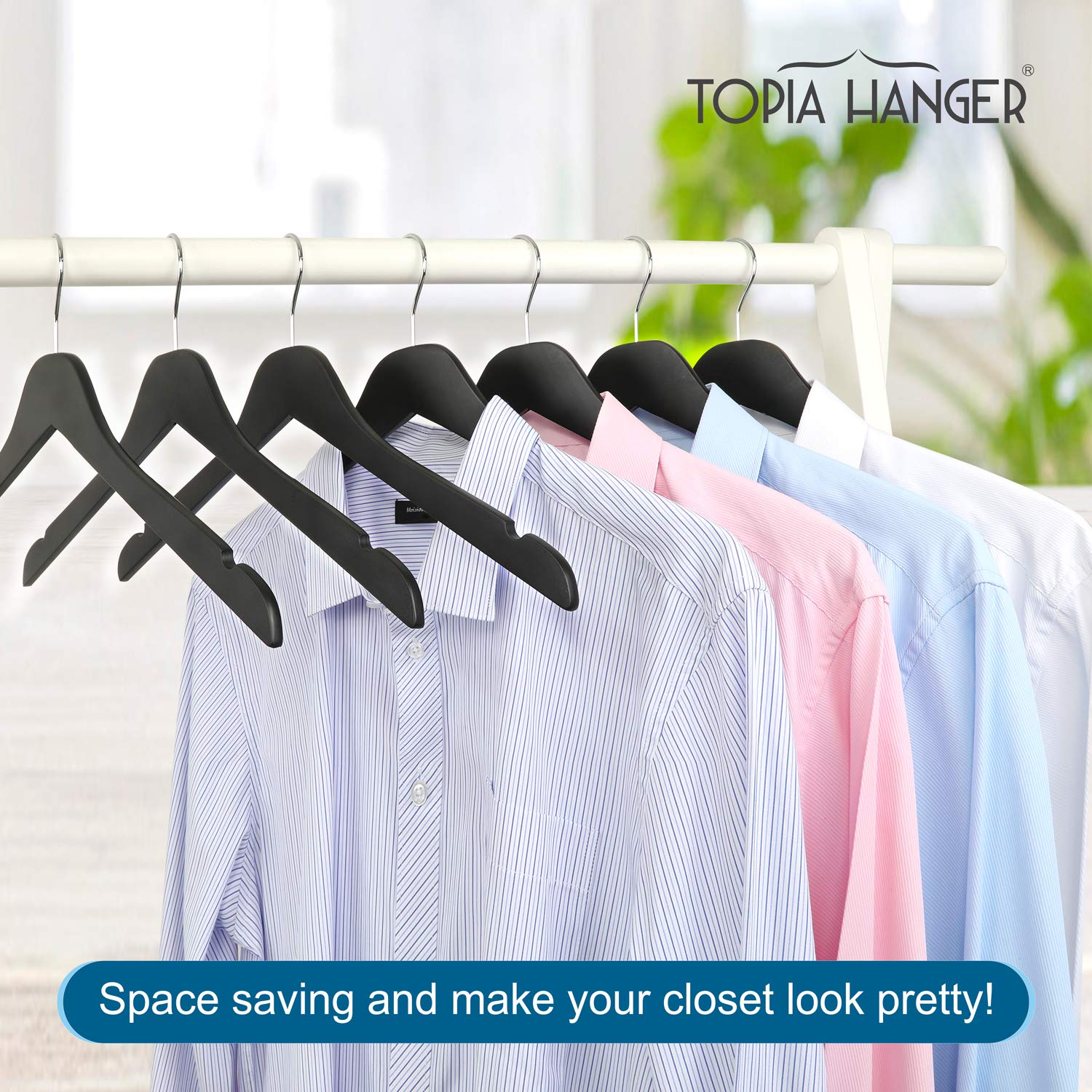 Topia Hanger multipurpose hanger for shirts, coats, dresses, and more.