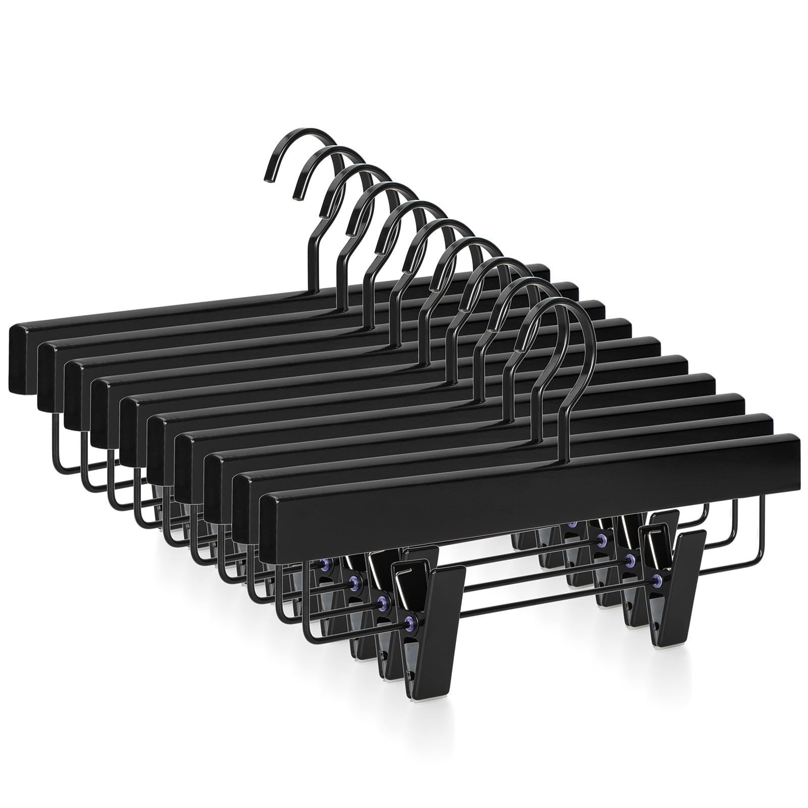 TOPIA HANGER black wooden pants hanger with smooth finish keeps trousers neat.