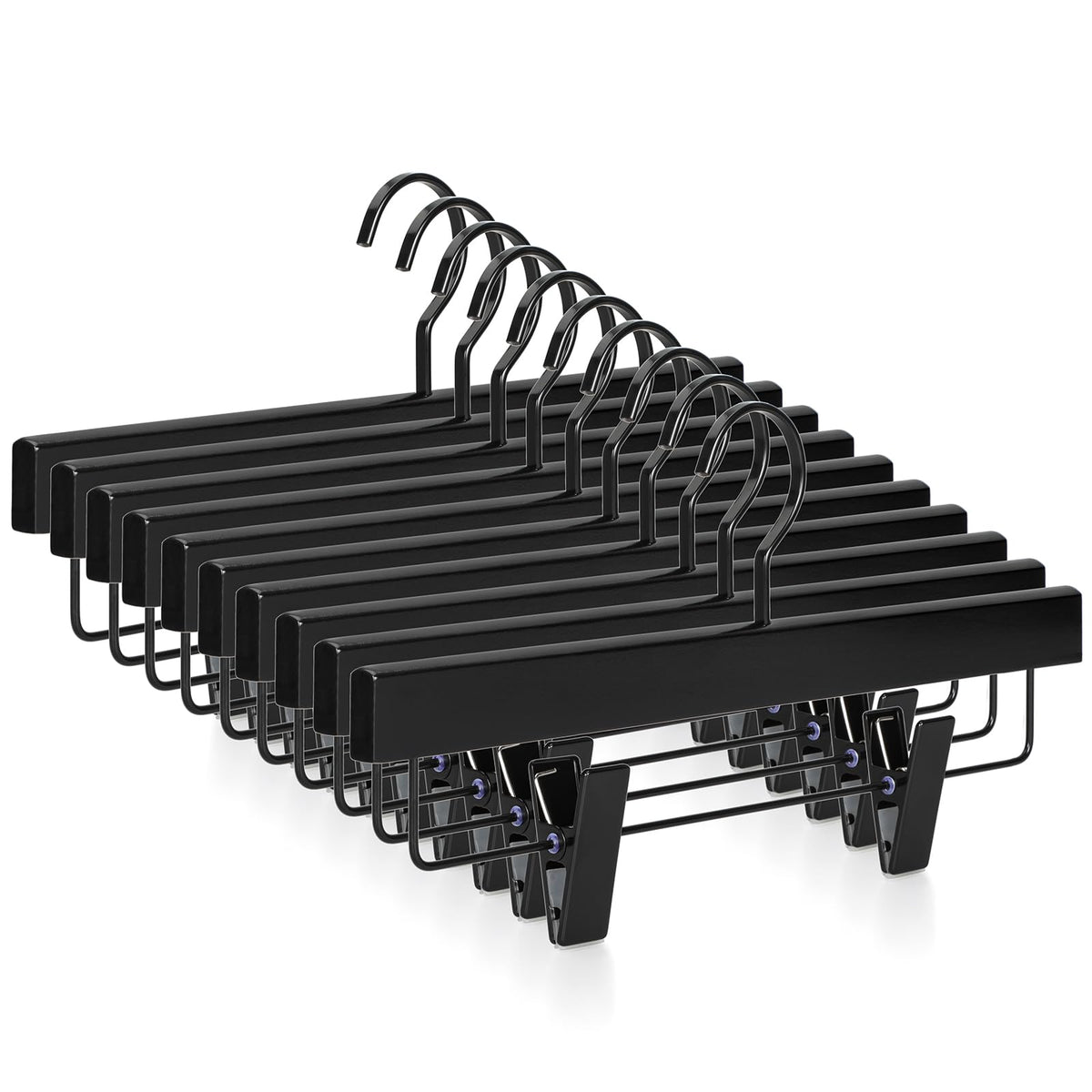 TOPIA HANGER black wooden pants hanger with smooth finish keeps trousers neat.