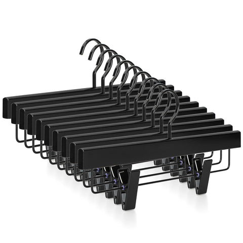 TOPIA HANGER black wooden pants hanger with smooth finish keeps trousers neat.