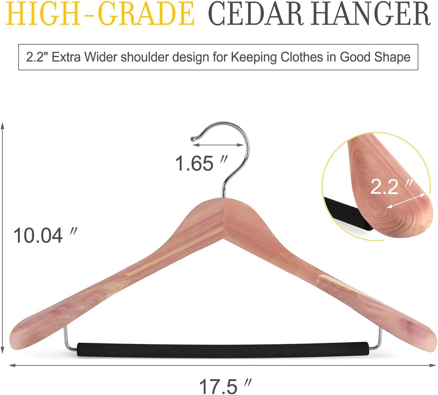 TOPIA HANGER Cedar wood hanger with wide shoulders helps maintain garment shape.