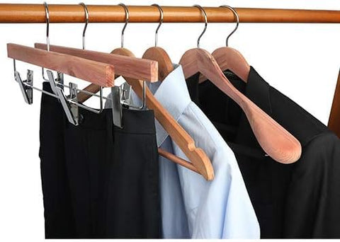 TOPIA HANGER 8-pack cedar hangers for premium closet organization.