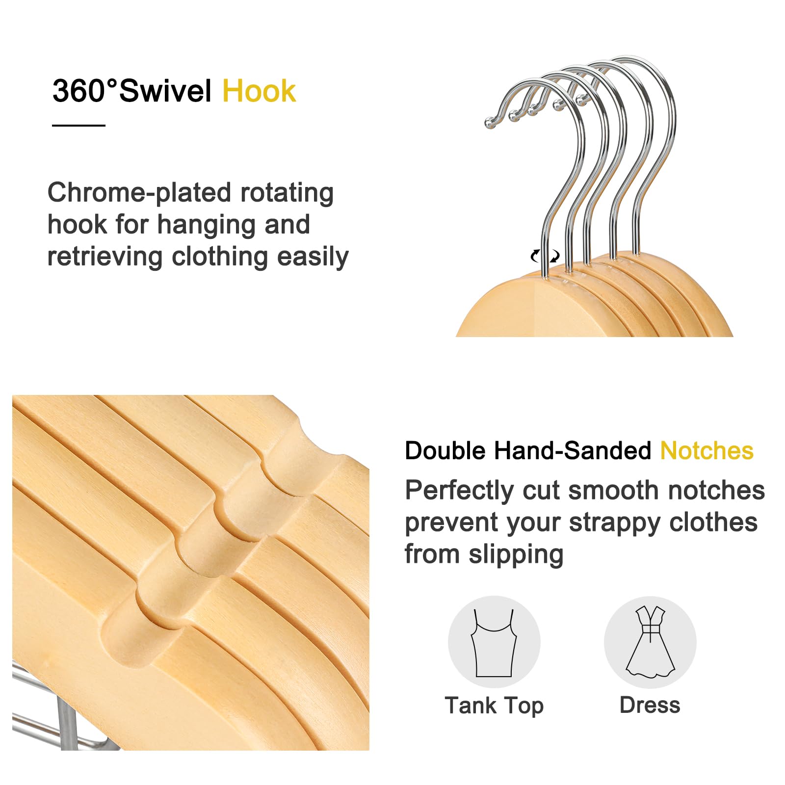 TOPIA HANGER durable-birch-wood construction supports heavy coats and long-lasting use