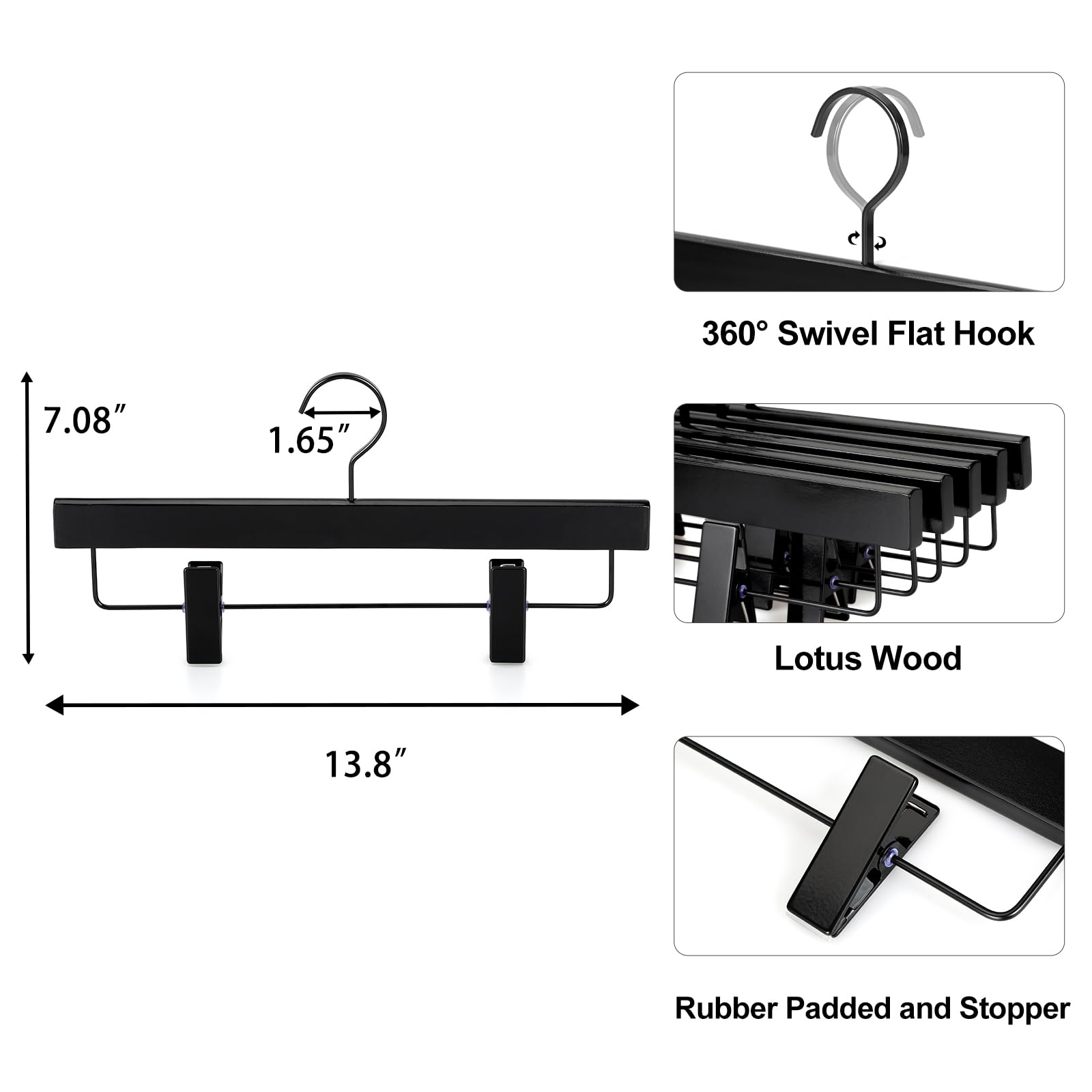 TOPIA HANGER durable clip system securely holds garments without gaps.