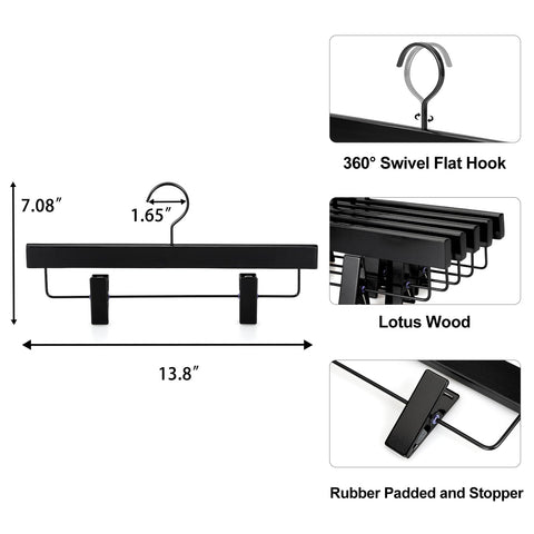 TOPIA HANGER durable clip system securely holds garments without gaps.