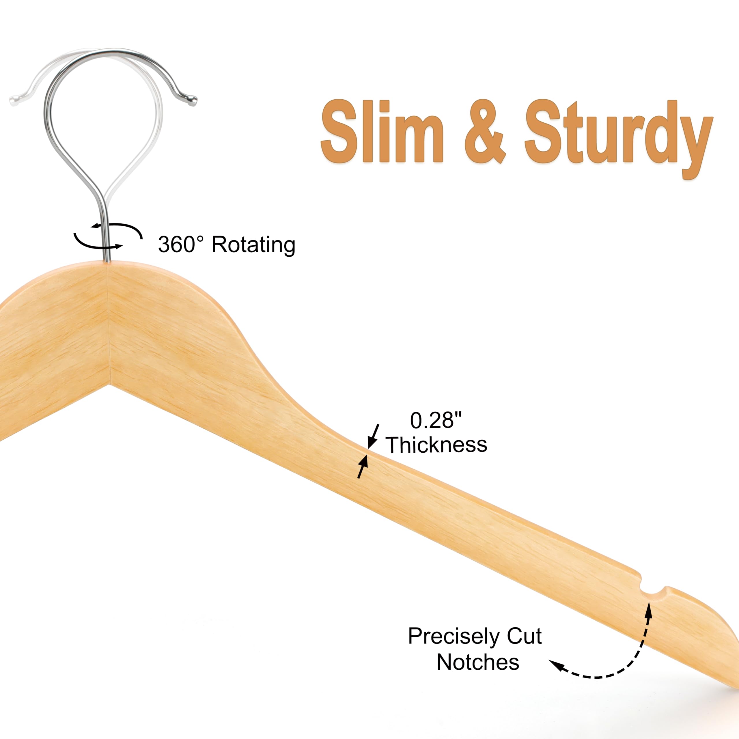 TOPIA HANGER durable natural wood supports coats without warping.