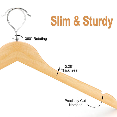 TOPIA HANGER durable natural wood supports coats without warping.