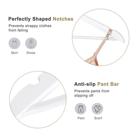 TOPIA HANGER ergonomic shoulders with notches support straps without slipping.