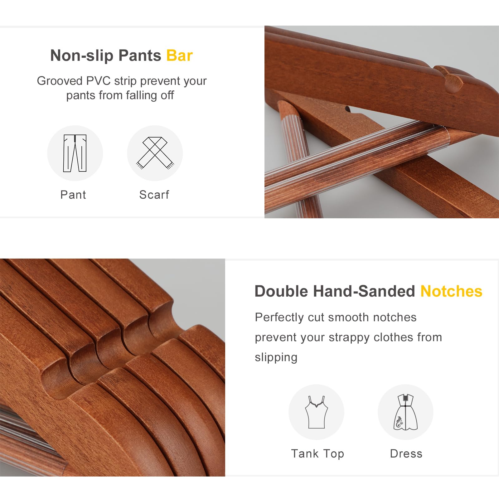 TOPIA HANGER ergonomic shoulder design supports garment shape