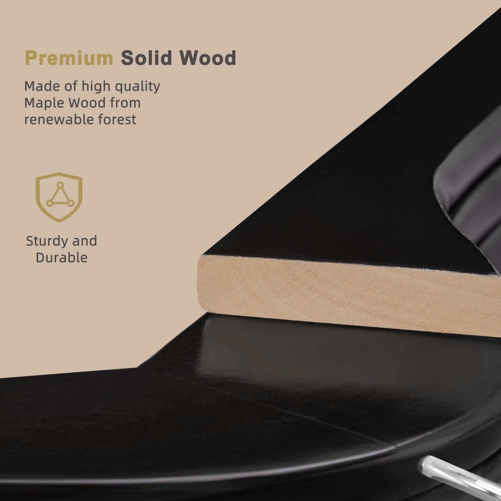 TOPIA HANGER glossy black finish on wood hangers for moisture resistance.