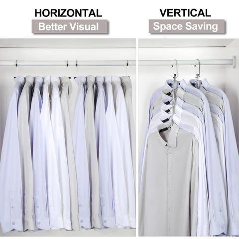 Topia Hanger horizontal and vertical modes improve wardrobe organization.