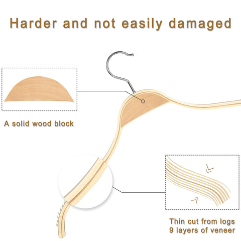 TOPIA HANGER Lightweight yet durable veneer construction reduces bulk while maintaining strength.