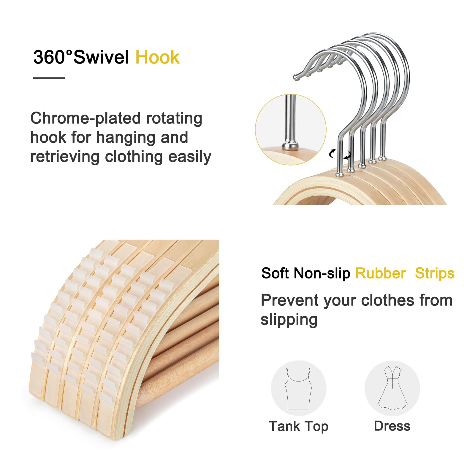 TOPIA HANGER lightweight wooden design offers easy handling without sacrificing durability.