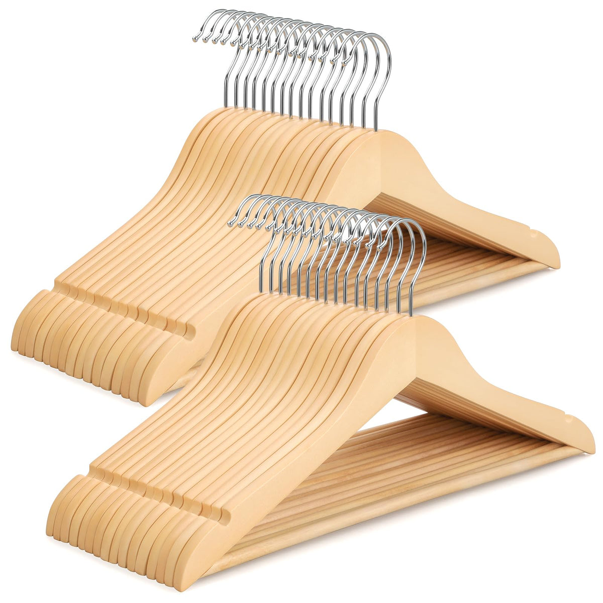 TOPIA HANGER natural wood hangers for durable closet organization