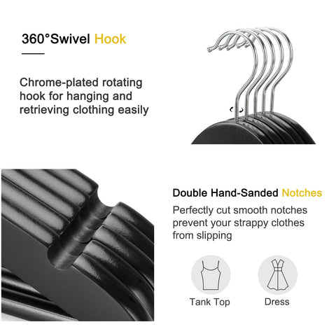 TOPIA HANGER non-slip shoulder notches keep straps in place securely.
