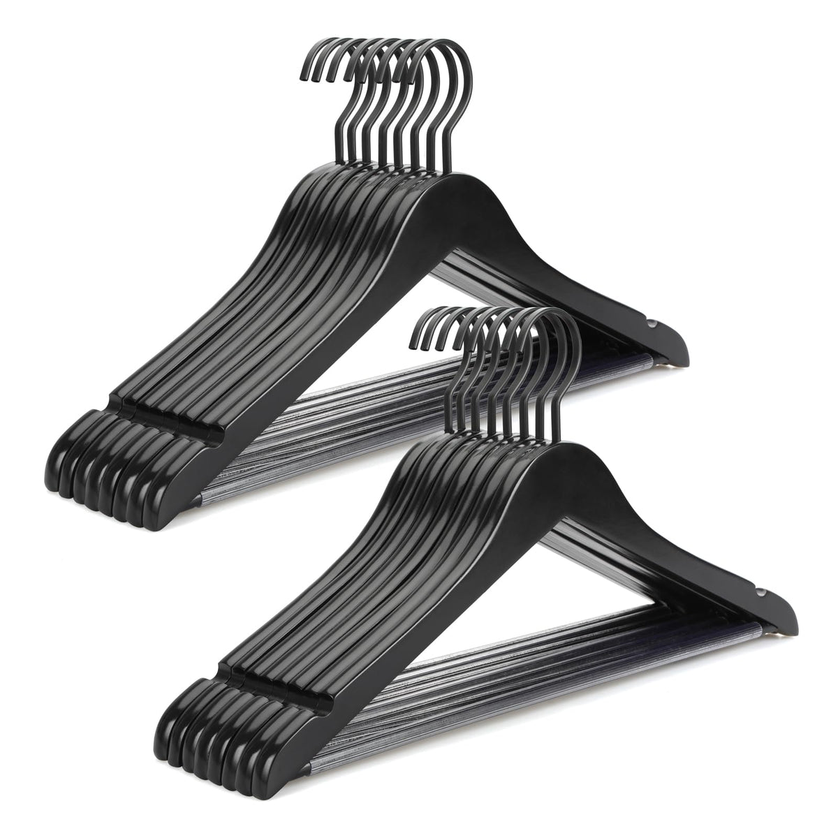 Topia Hanger premium wooden hanger with flat hook stabilizes garments on the rod