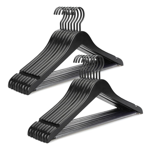 Topia Hanger premium wooden hanger with flat hook stabilizes garments on the rod
