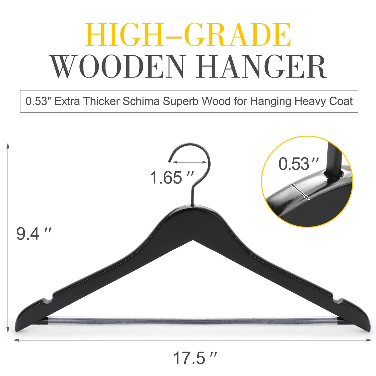Topia Hanger wooden hanger with non-slip pants bar keeps trousers securely in place