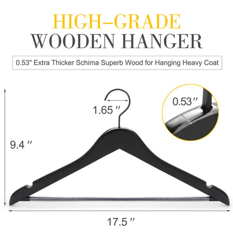 Topia Hanger wooden hanger with non-slip pants bar keeps trousers securely in place