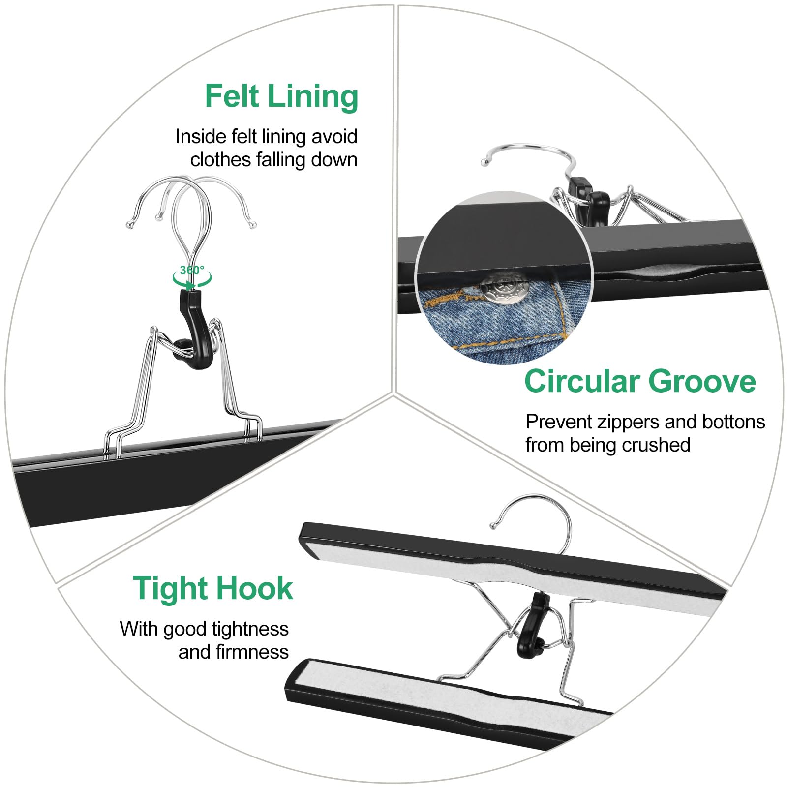 TOPIA HANGER slim wood design saves closet space while organizing garments