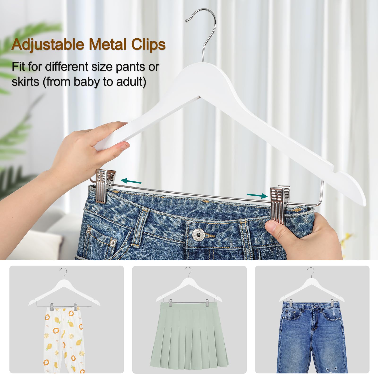 TOPIA HANGER smooth maple wood surface prevents fabric snagging.