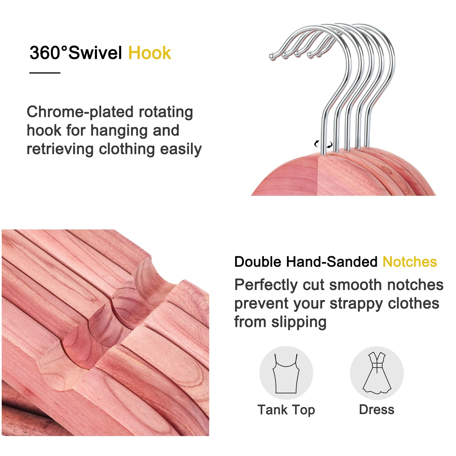 TOPIA HANGER smooth-sanded surface protects fabrics from snags