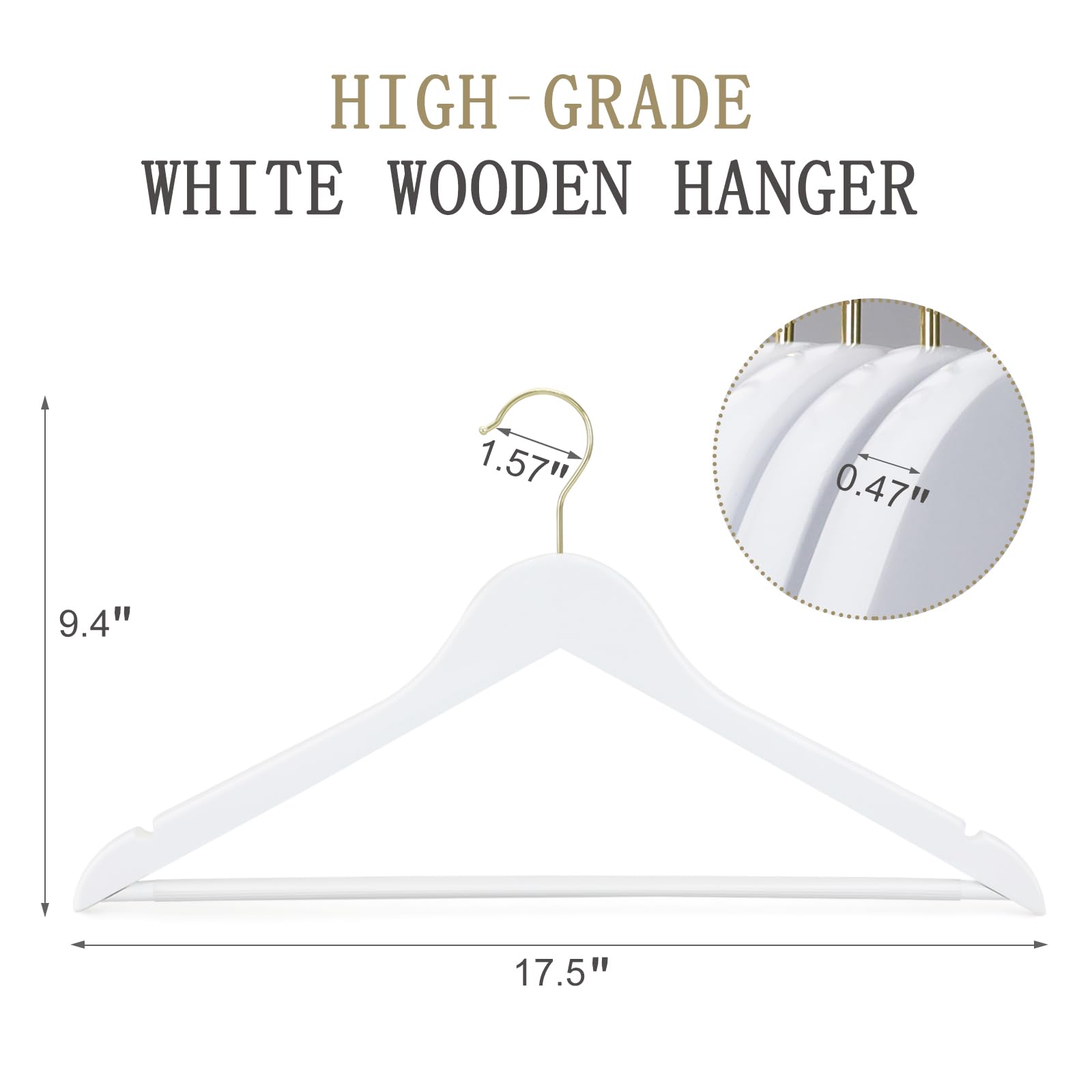 TOPIA HANGER white wood coat hanger with 360-degree hook for easy access.