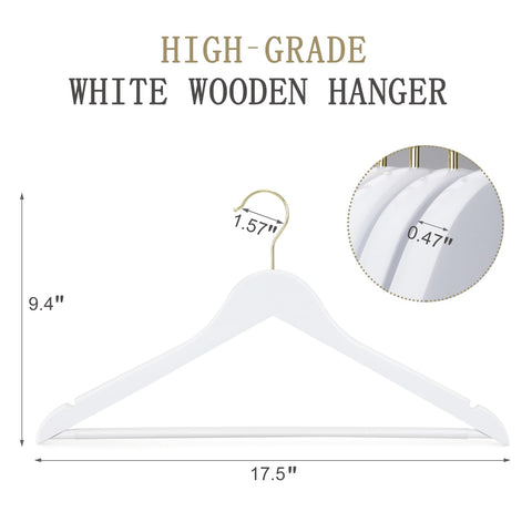 TOPIA HANGER white wood coat hanger with 360-degree hook for easy access.