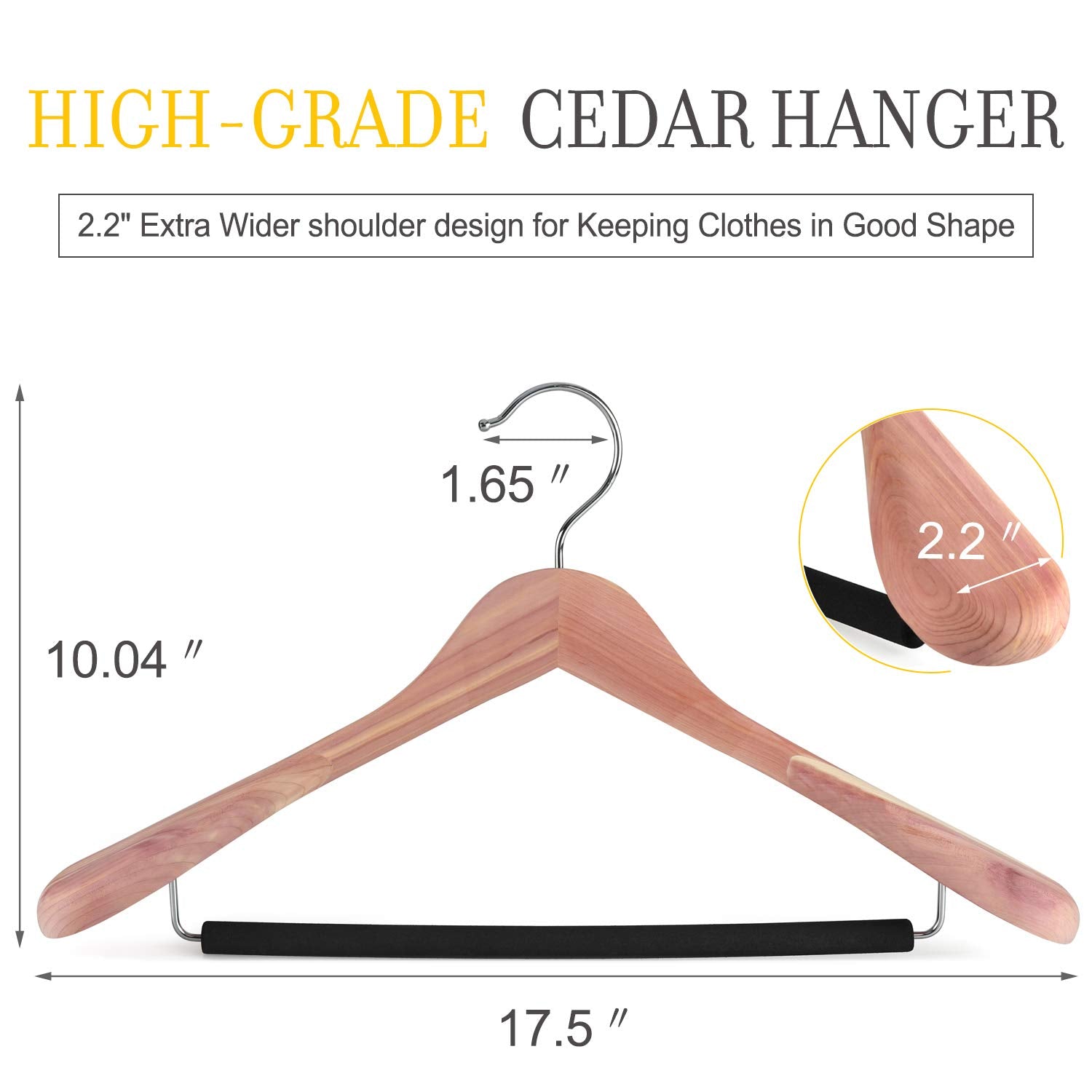 TOPIA HANGER wide-shoulder cedar hanger supports suits and coats.