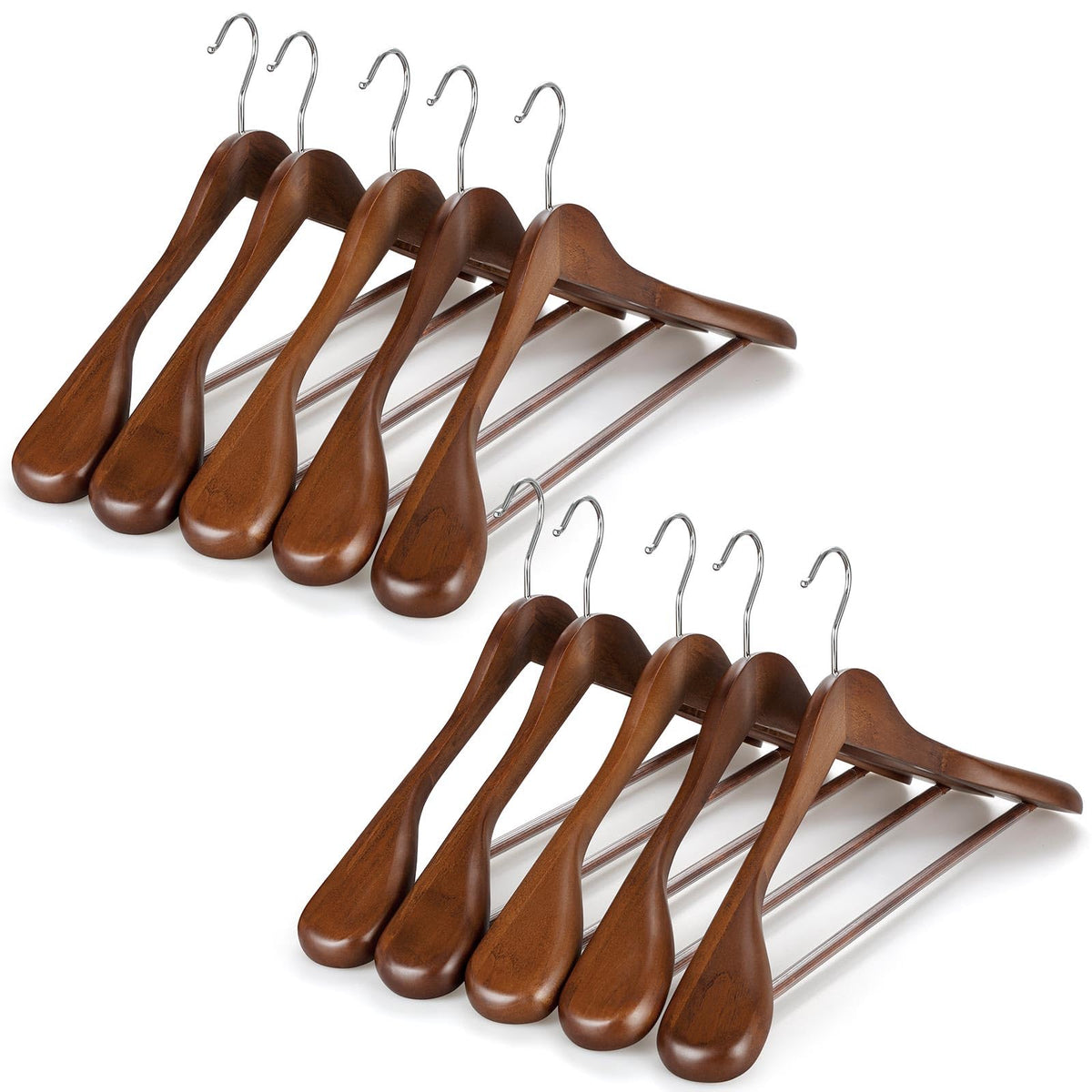 TOPIA HANGER wide-shoulder wooden hanger in walnut for suits and coats