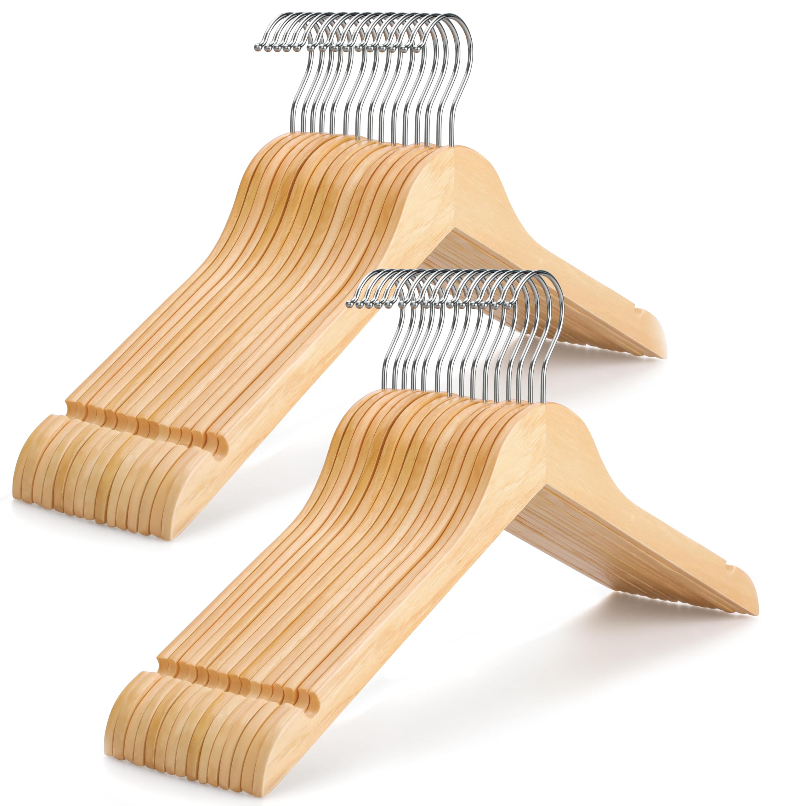 TOPIA HANGER wooden hangers 30-pack slim design saves closet space.