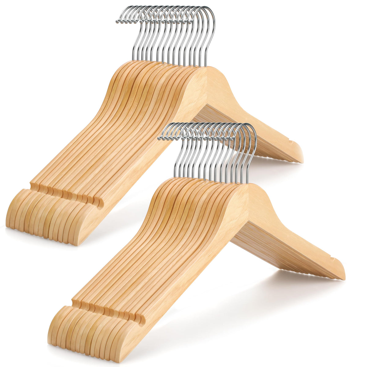 TOPIA HANGER wooden hangers 30-pack slim design saves closet space.