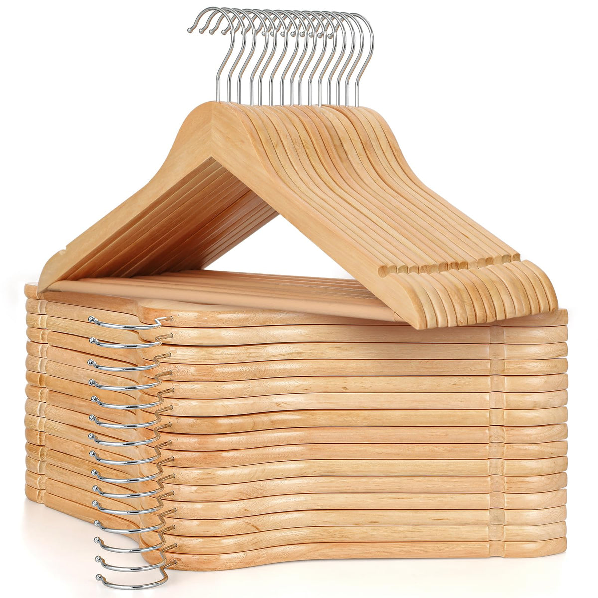 Topia Hanger 30-pack wooden hangers keep outfits neatly organized.