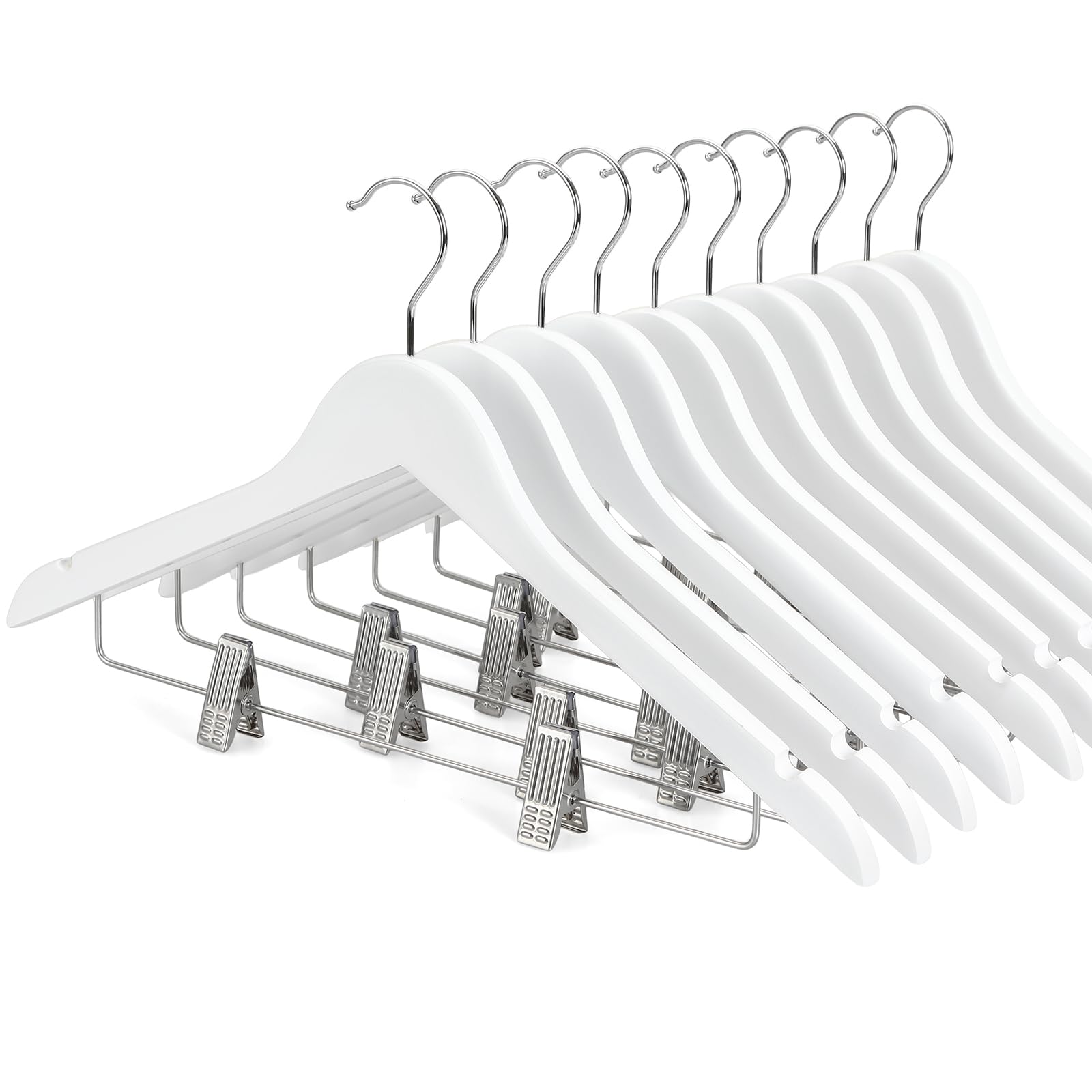 TOPIA HANGER wooden suit hangers 10-pack for durable closet organization.
