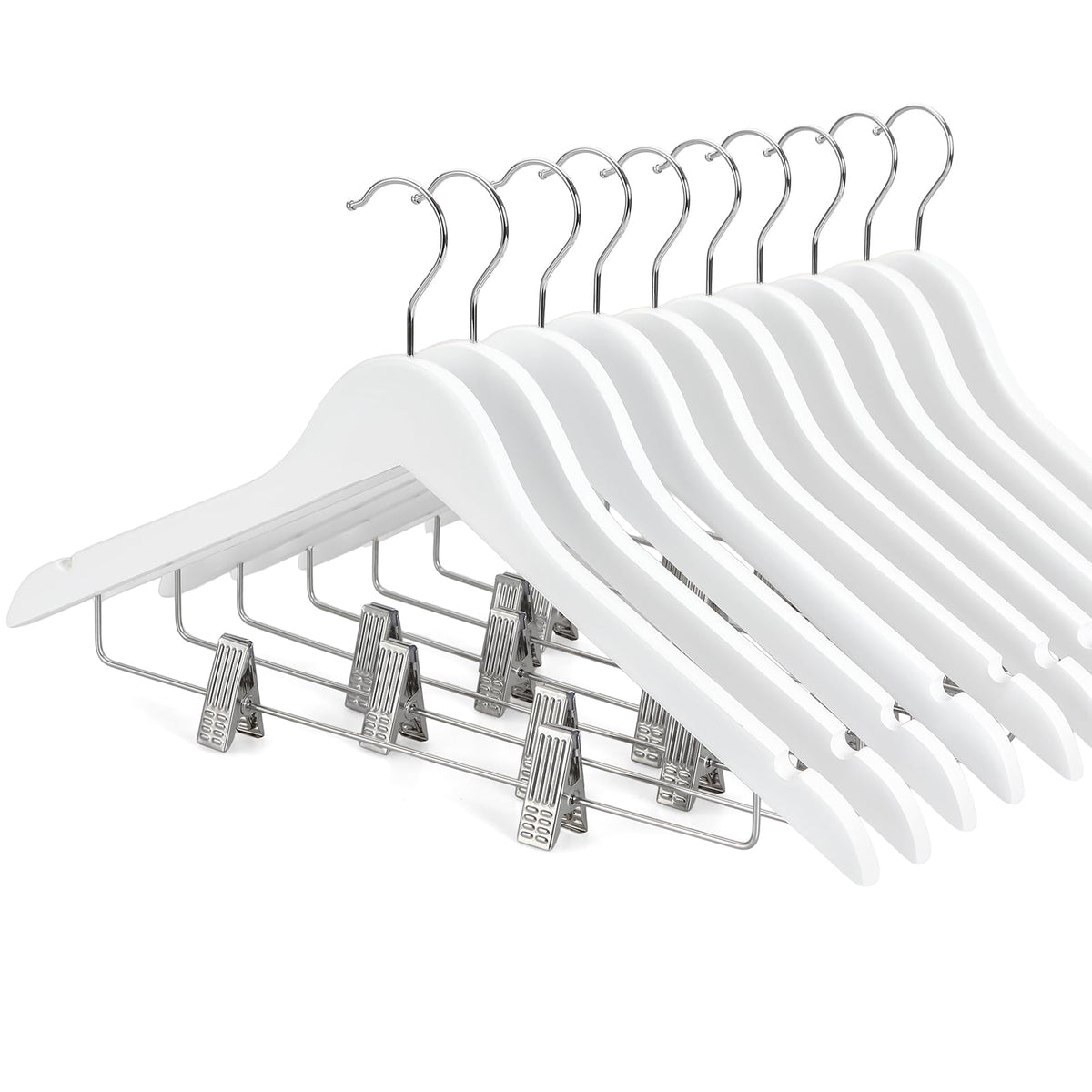 TOPIA HANGER wooden suit hangers 10-pack for durable closet organization.