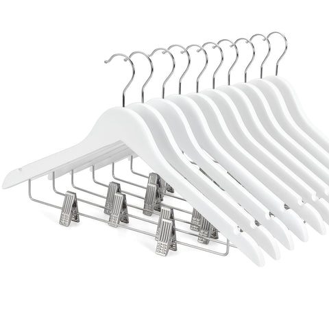 TOPIA HANGER wooden suit hangers 10-pack for durable closet organization.