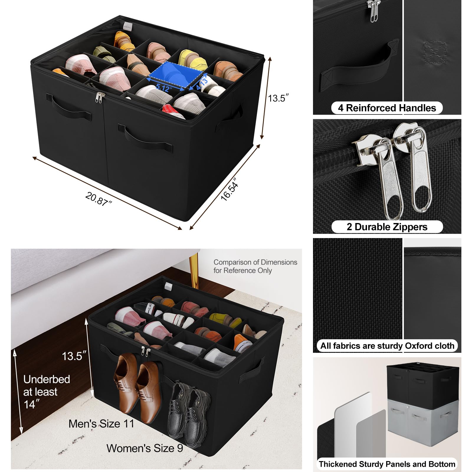 Foldable TOPIA HOME shoe box saves space when not in use.