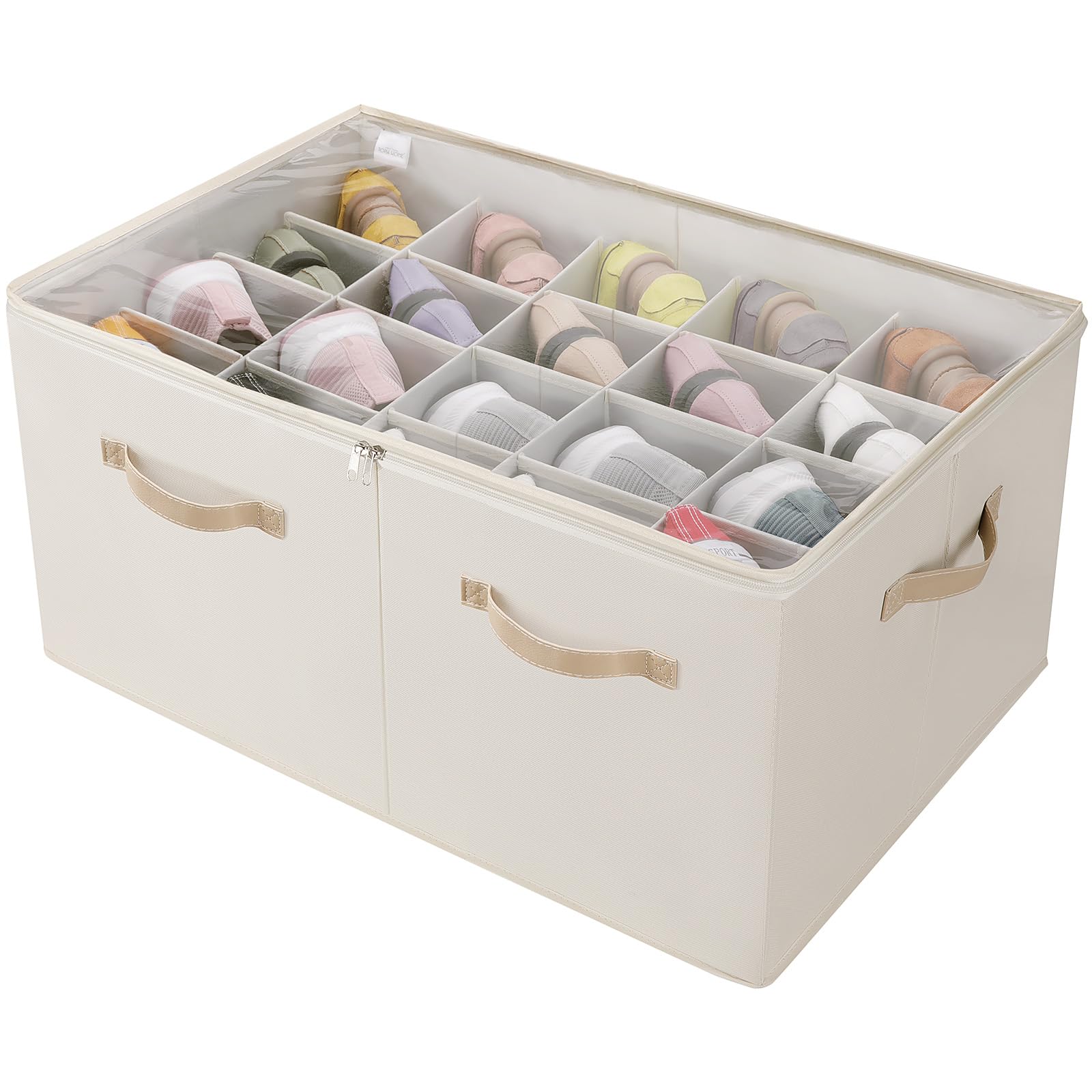 TOPIA HOME shoe organizer capacity demonstrates space for 20 pairs in a closet