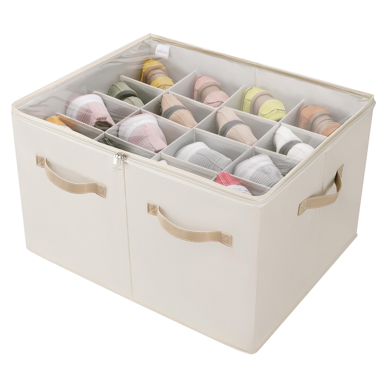 TOPIA HOME shoe organizer with transparent lid for easy visibility and dust protection