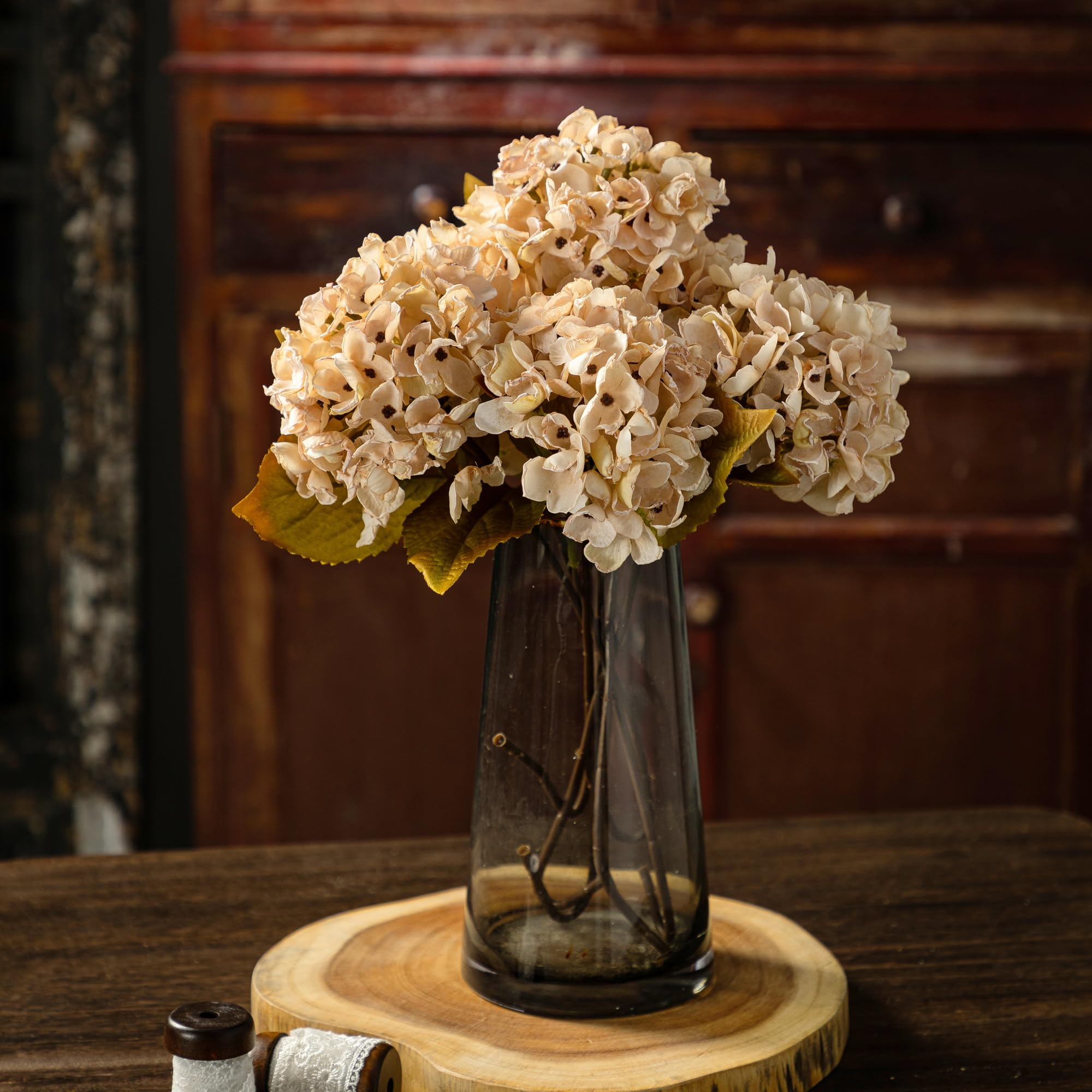 Topia hydrangea petal detail in cream white for natural texture.
