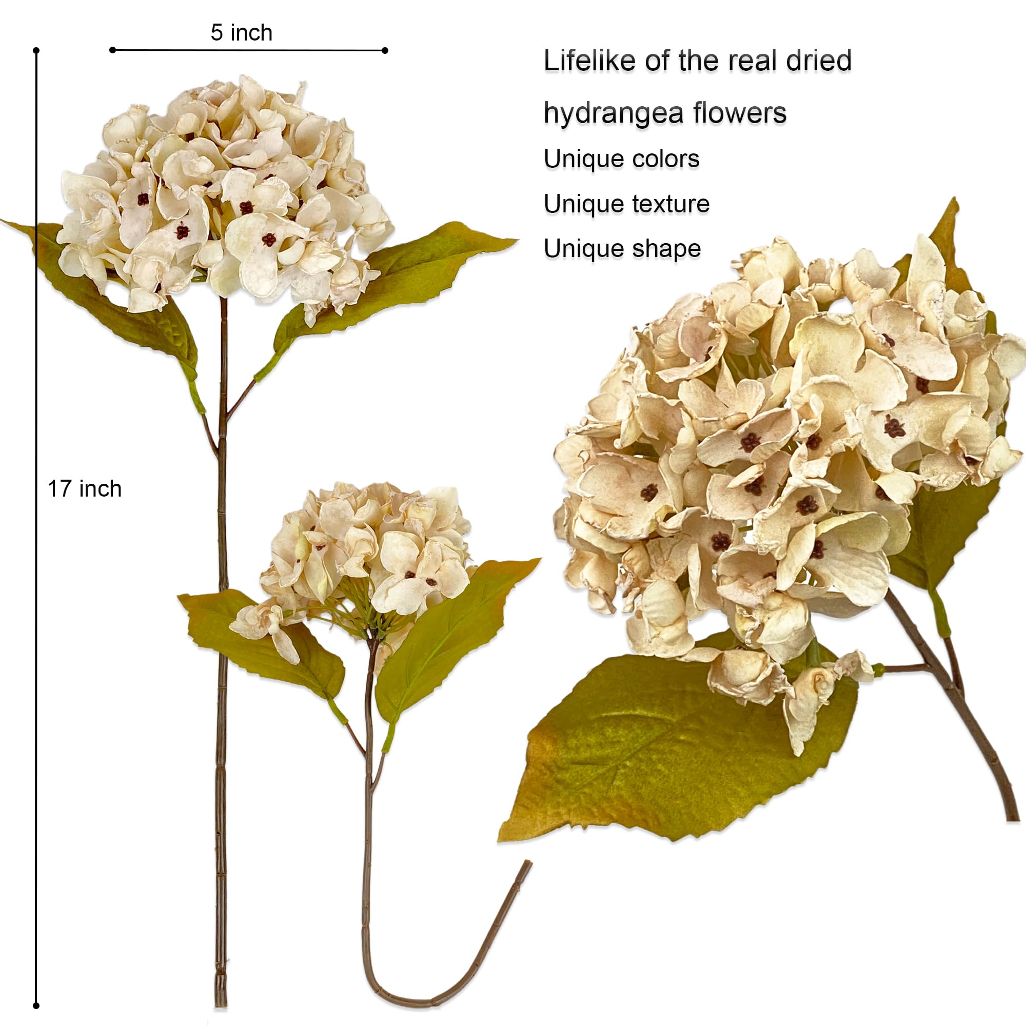 Topia packaging shows six artificial hydrangea flowers for multiple displays.