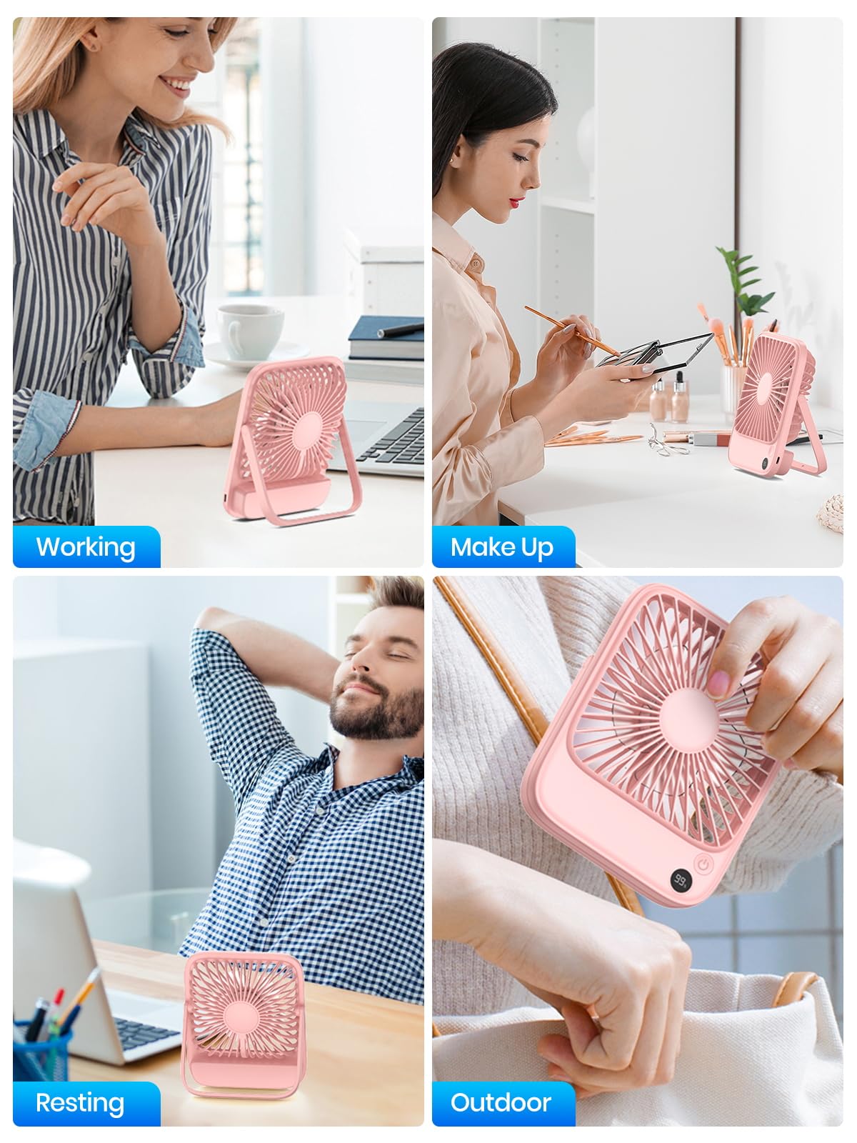 TOPK compact desk fan in use on a clean desk setup